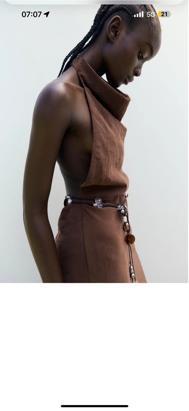 ZARABrown Linen Halter Maxi Dress ORIGINALLY $98 - photo 3