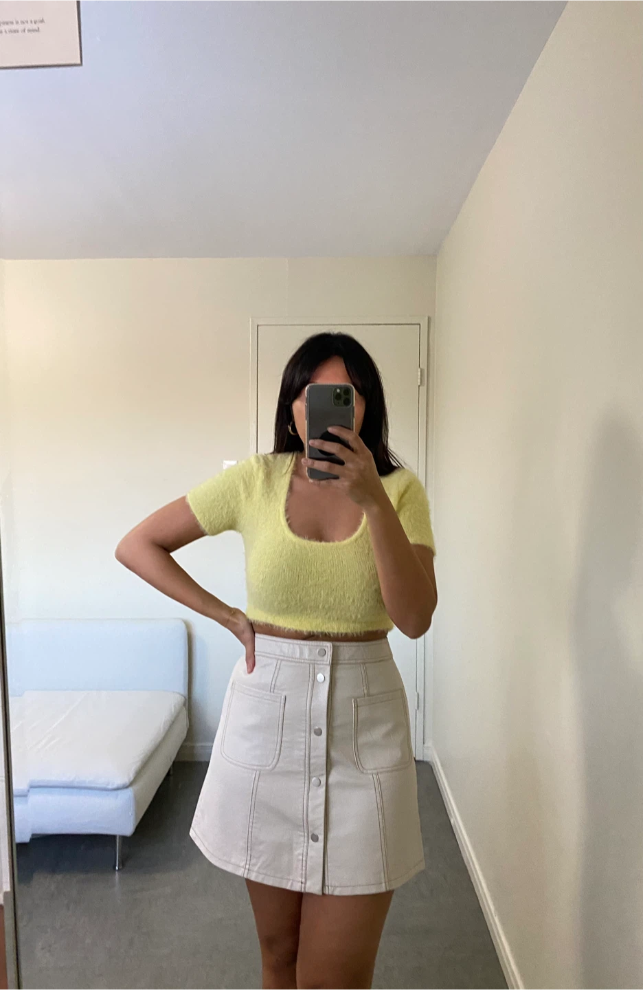 ZARA NEW Yellow Fuzzy Cropped Top - photo 2