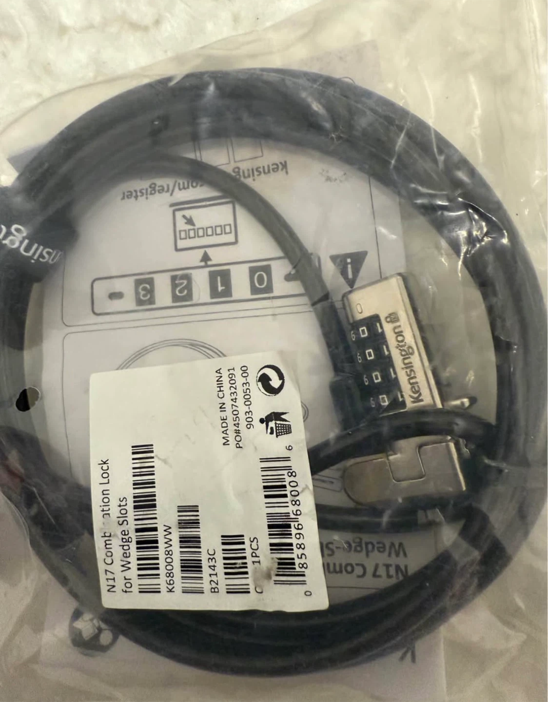 Kensington N17 Combination Lock for Wedge Slots