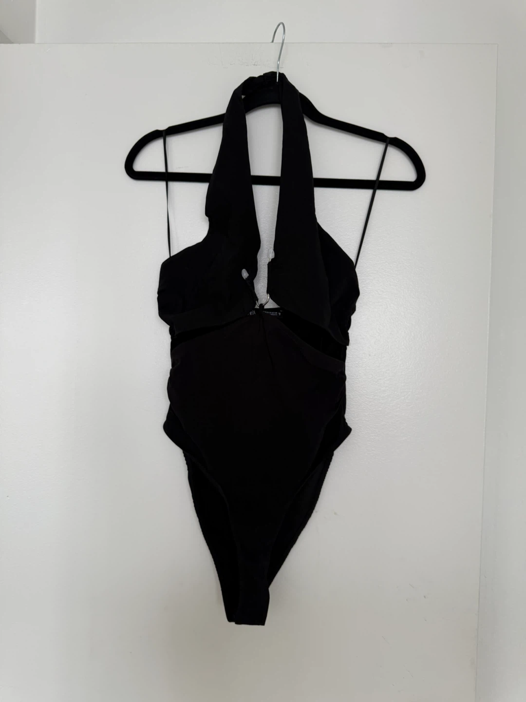Zara NEW Black Halter Neck Cut-Out One-Piece Swimsuit - Medium - photo 2
