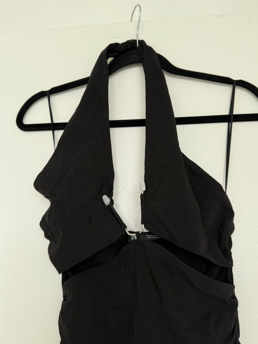 Zara NEW Black Halter Neck Cut-Out One-Piece Swimsuit - Medium - photo 3