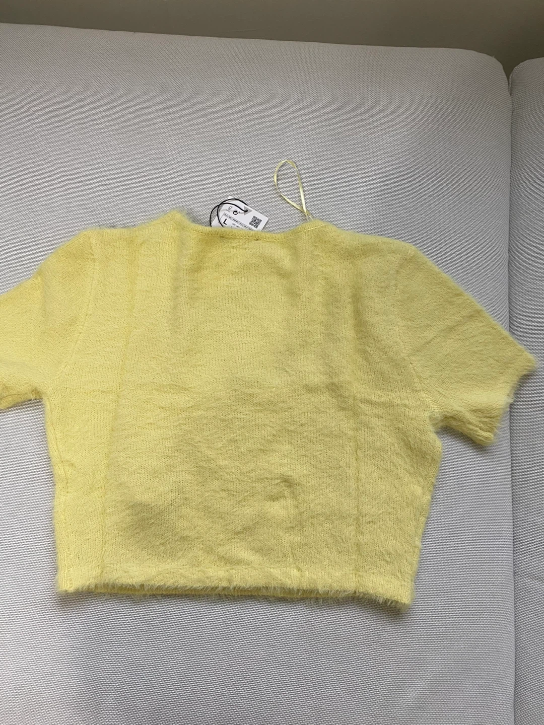 Zara NEW Yellow Fuzzy Knit Crop Top - photo 2