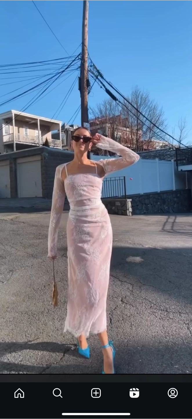 Sheer Lace Maxi Dress - Pink/White - photo 3