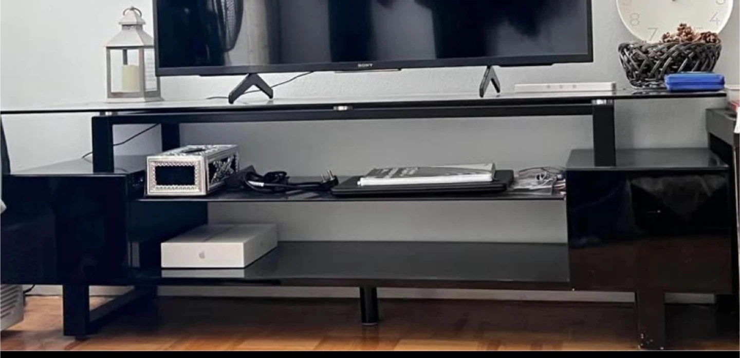 Black Glass TV Stand - photo 2
