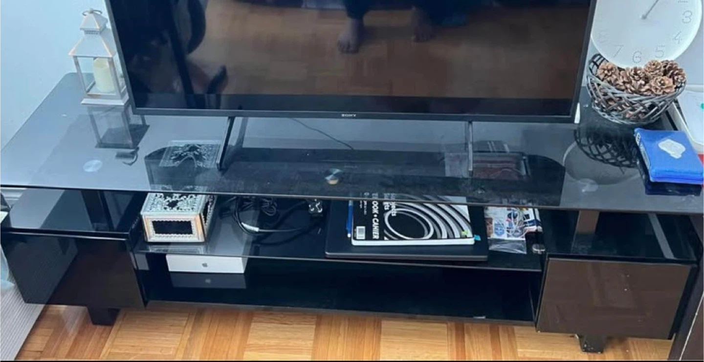 Black Glass TV Stand