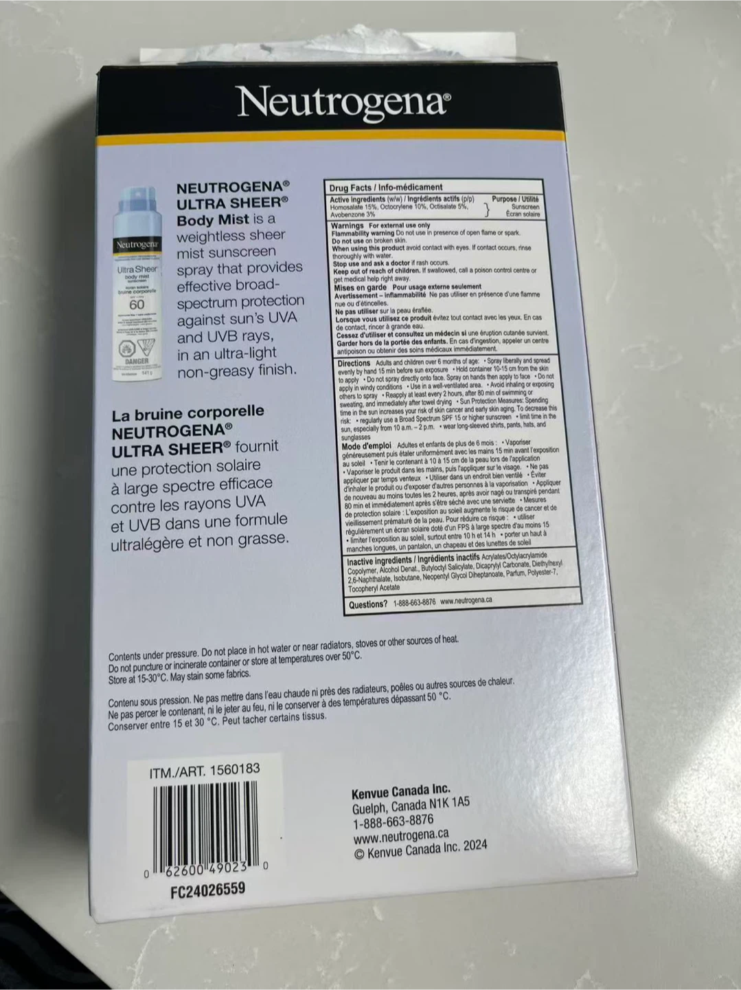 Neutrogena Ultra Sheer Body Mist Sunscreen SPF 60 (3 x 141g) - photo 3