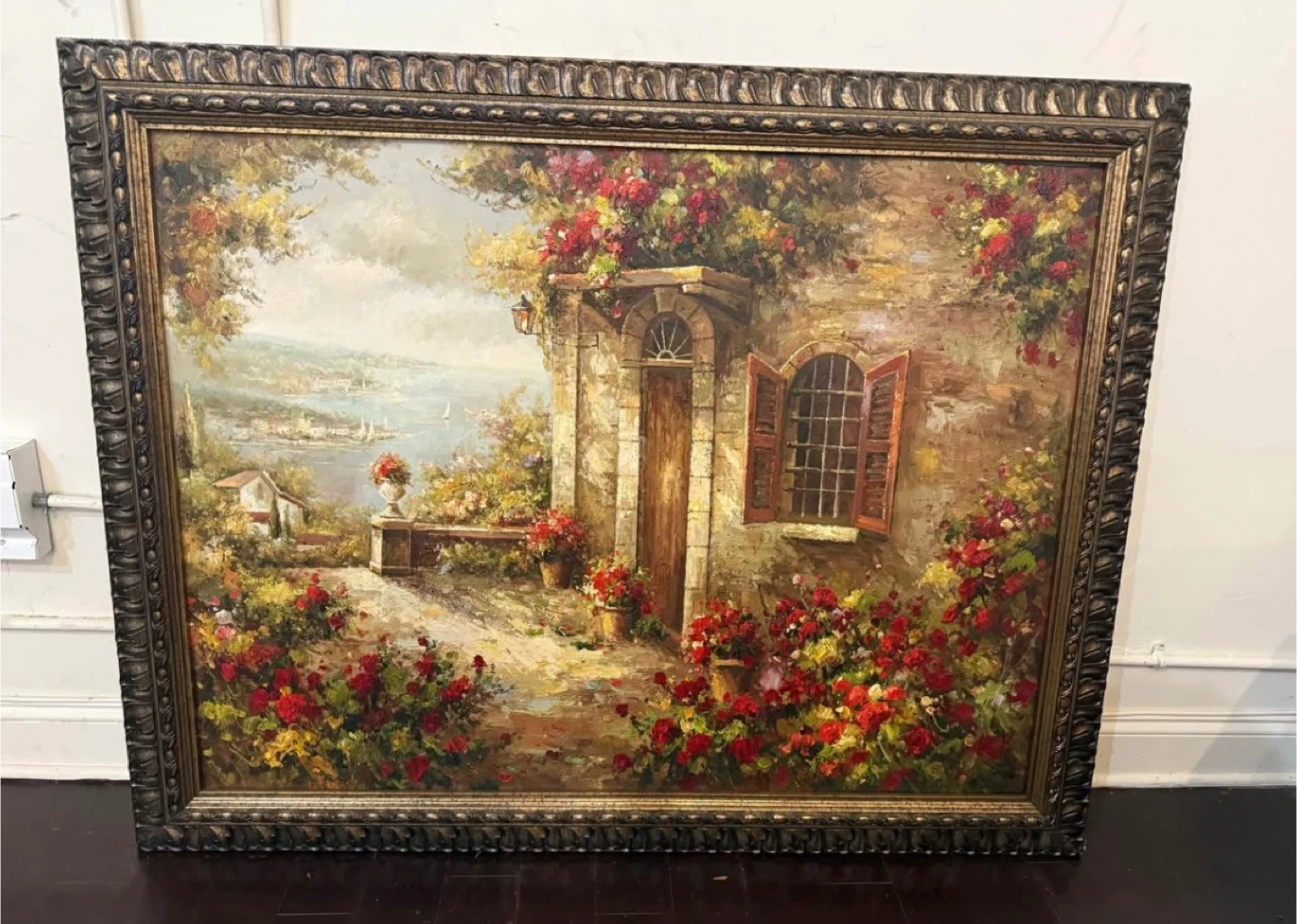 Framed Oil Painting of Italian Villa Scene