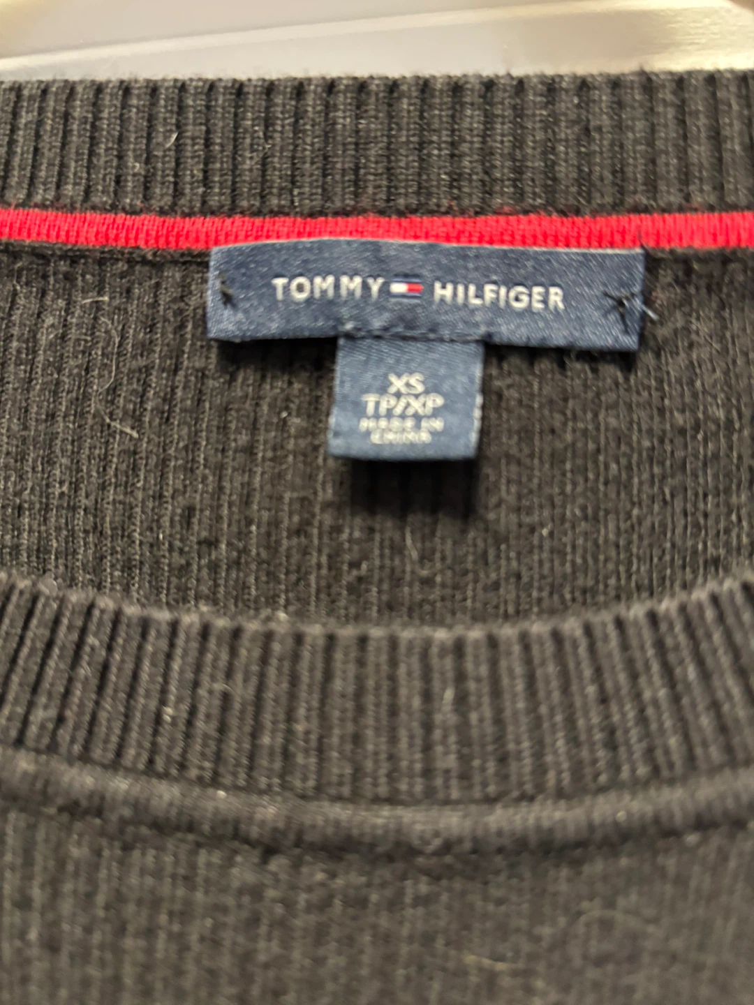Tommy Hilfiger Black Sweater with Striped Cuffs XS - photo 2