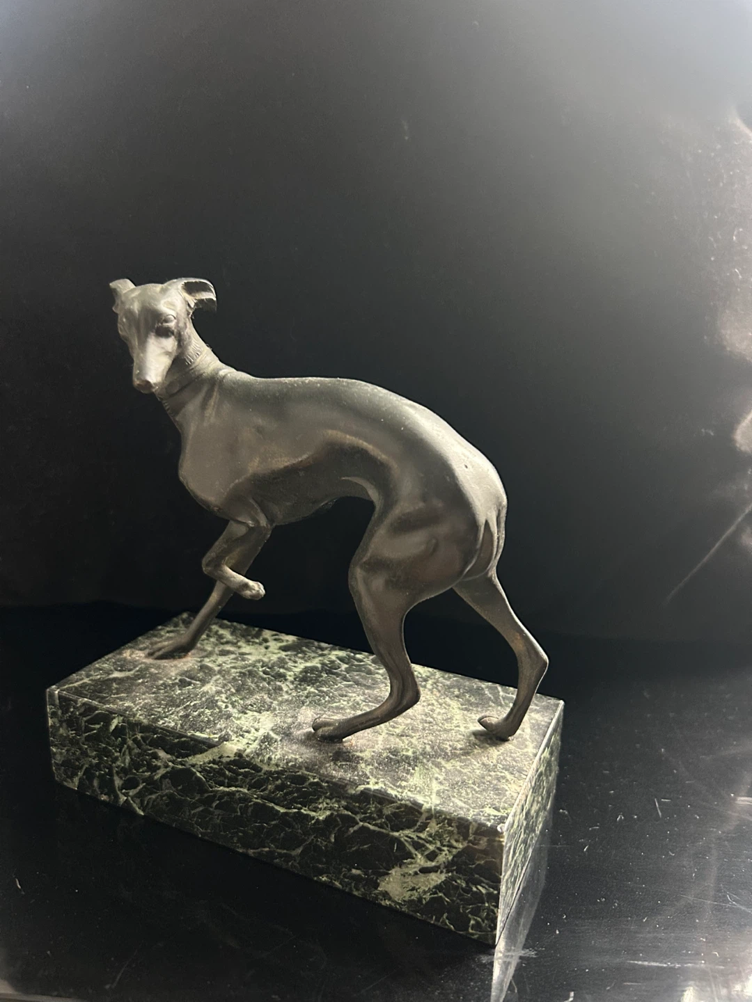 Bronze Italian Greyhound Dog Statue on Marble Base - photo 2