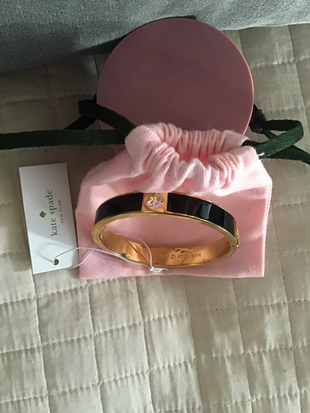 Kate Spade New York Gold Tone Bangle Bracelet with Black Enamel - photo 2