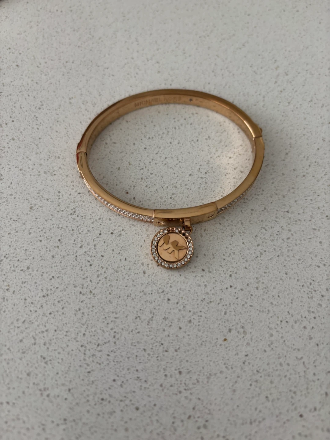 Michael Kors Gold Tone Pavé Logo Bangle Bracelet