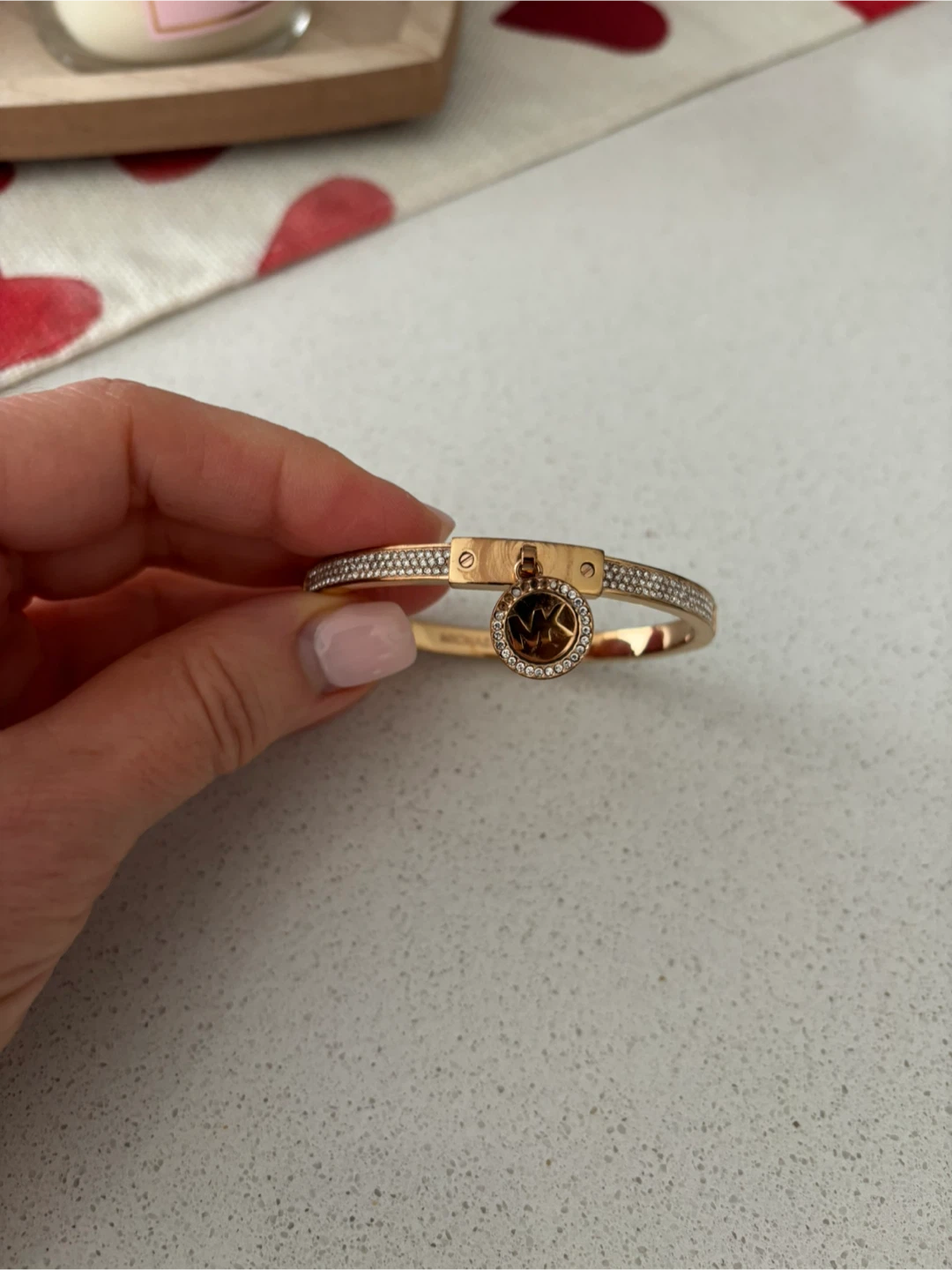 Michael Kors Gold Tone Pavé Logo Bangle Bracelet - photo 2