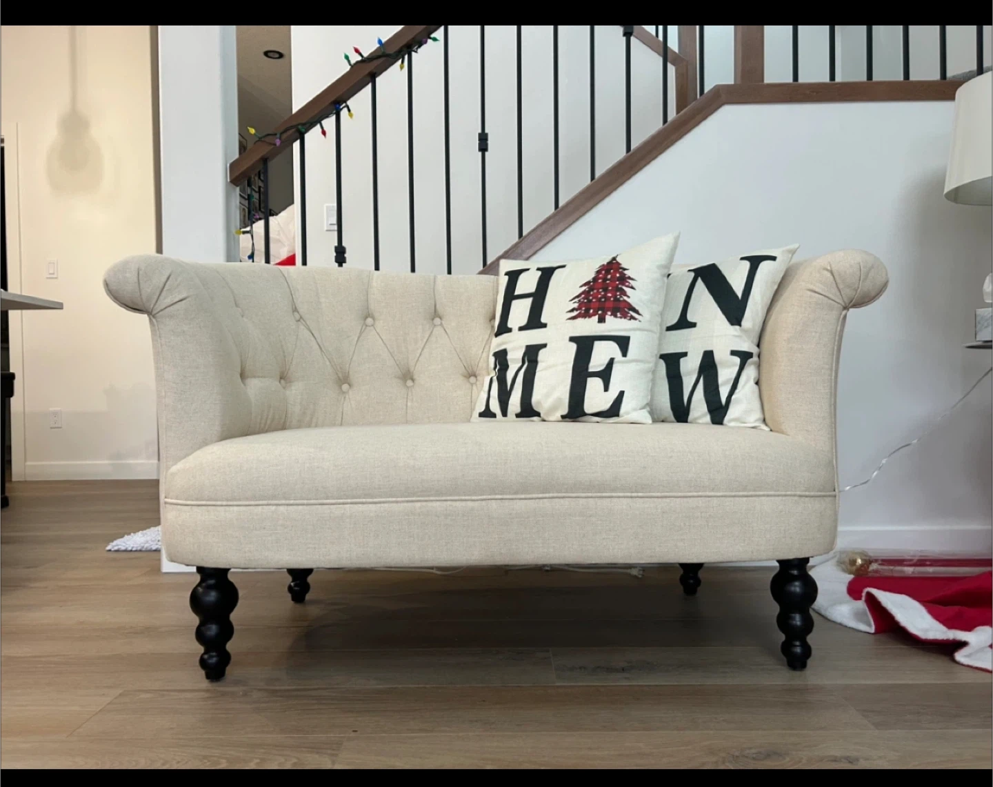 Tufted Accent Loveseat Sofa with Black Legs - photo 2