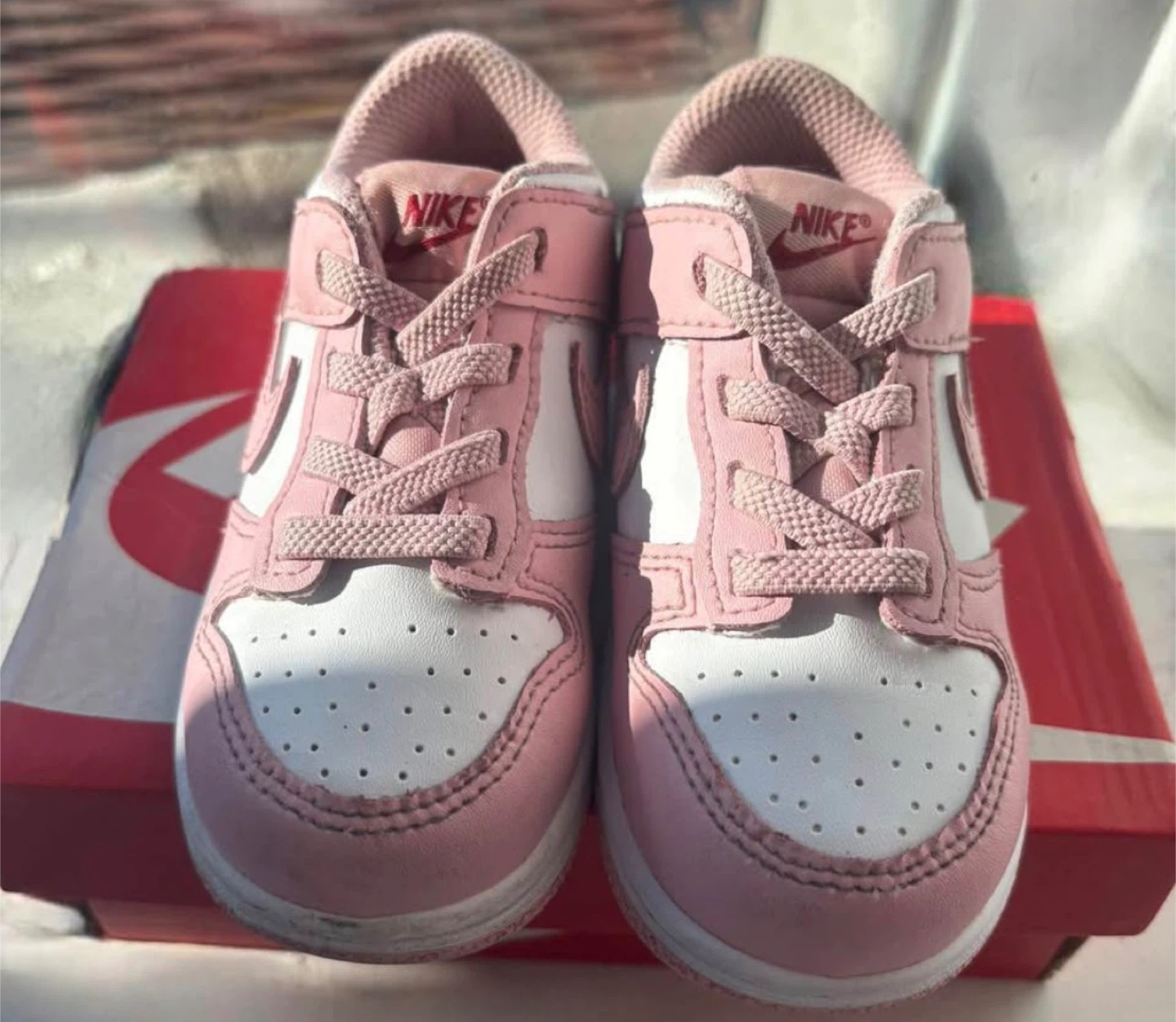 Nike Dunk Low Toddler Shoes Pink White Size TD