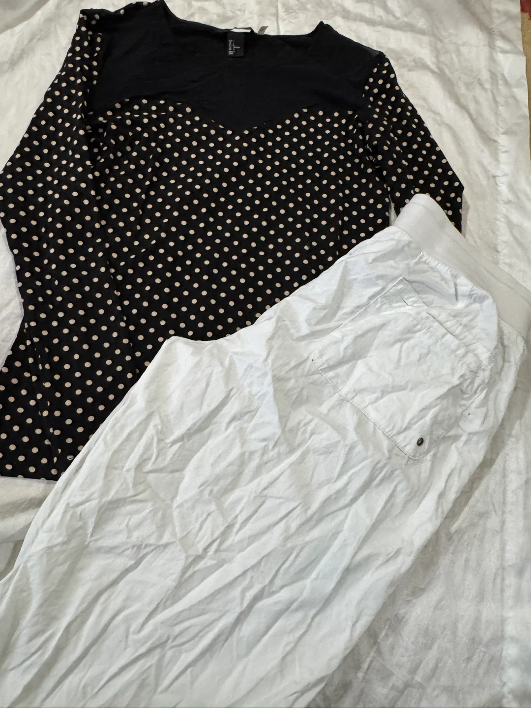 H&M Women's Polka Dot Long Sleeve Top - Size L - photo 5