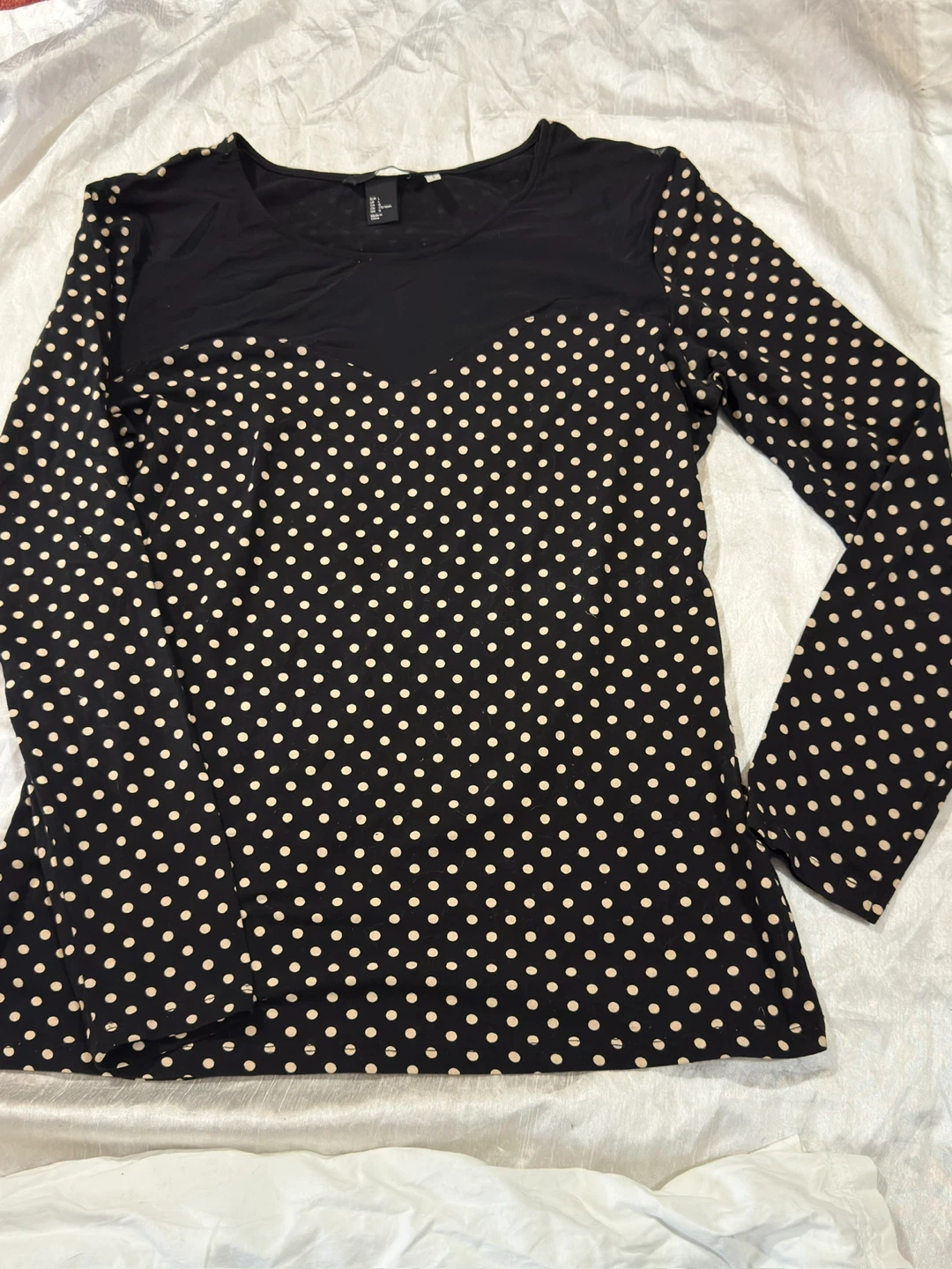 H&M Women's Polka Dot Long Sleeve Top - Size L