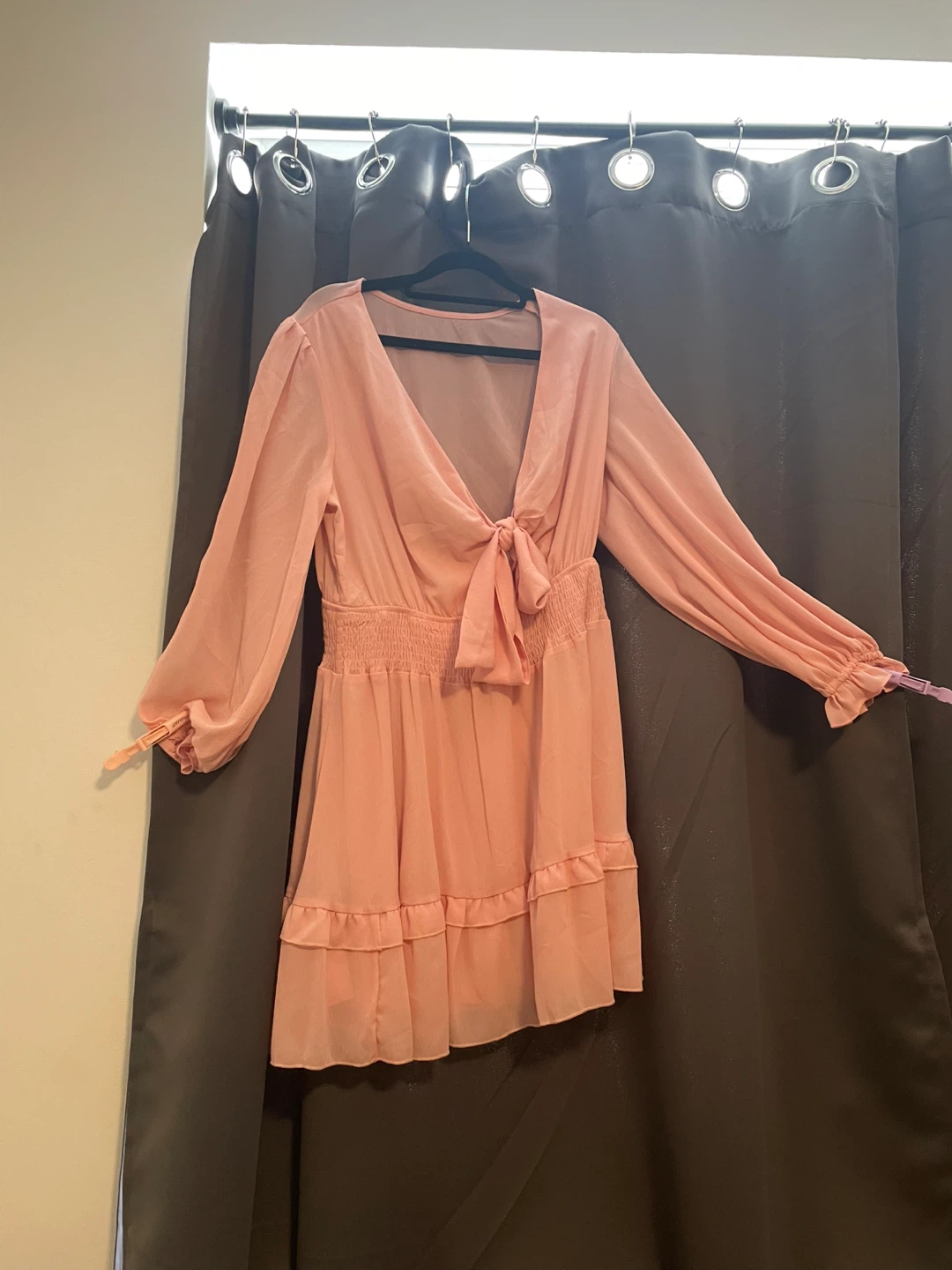 Pink Chiffon Tie-Front Dress