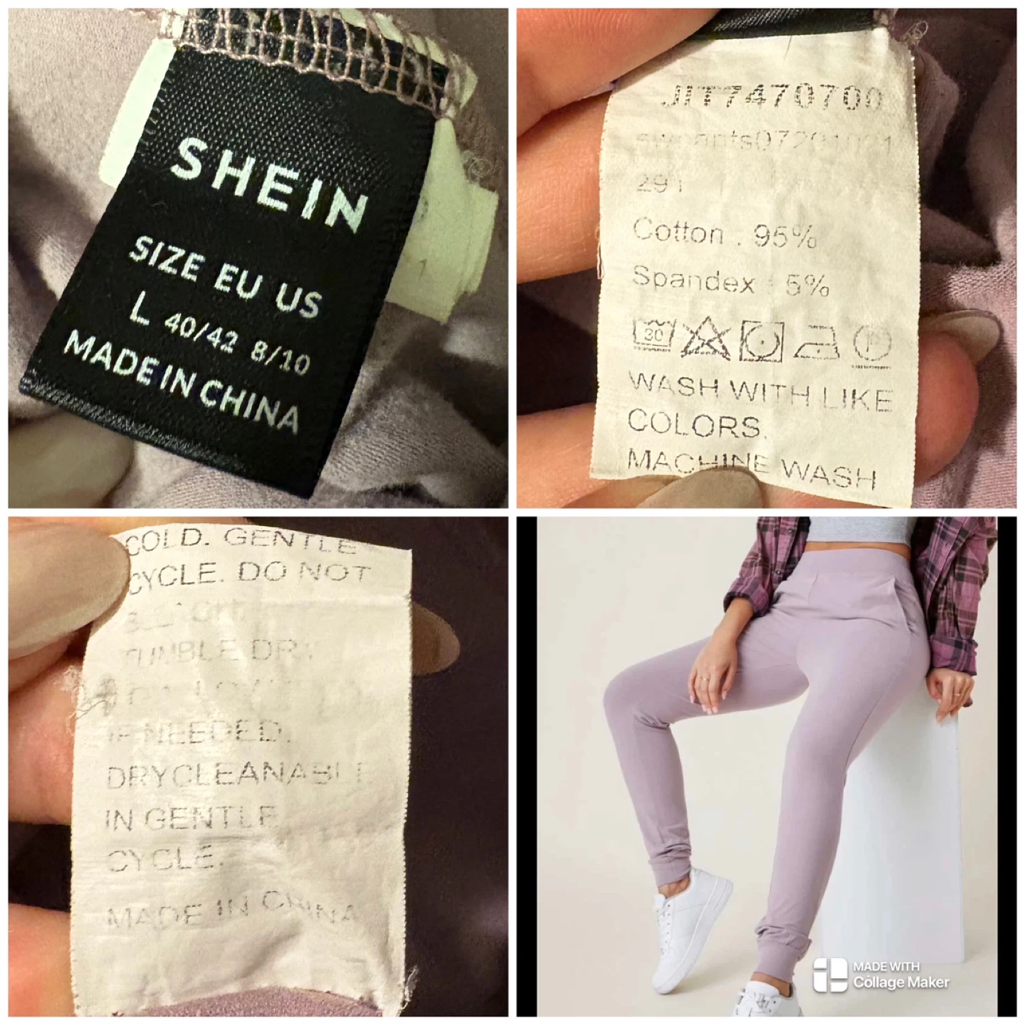 SHEIN Lilac Purple Wide Waistband Slant Pocket Jogger Pants Sz L - photo 2
