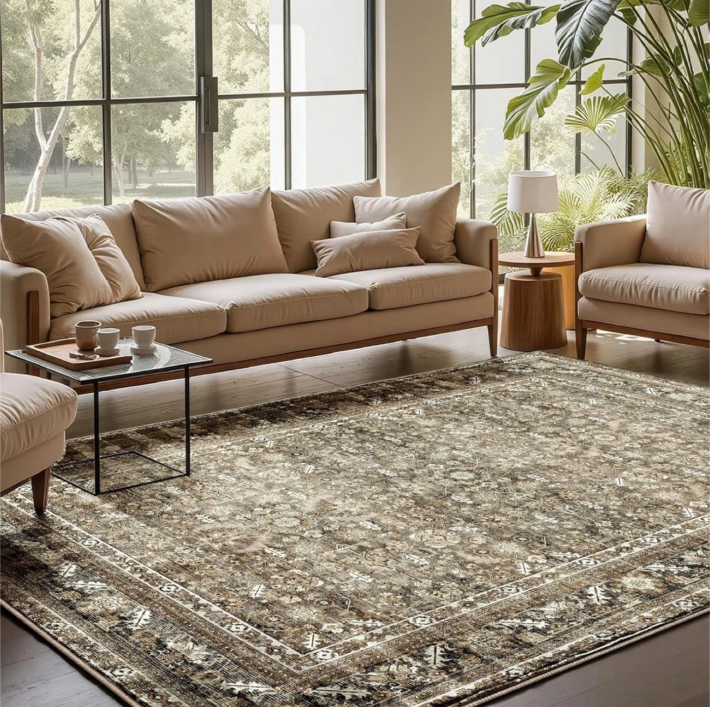 Oppodream Area Rug - Distressed Vintage Style