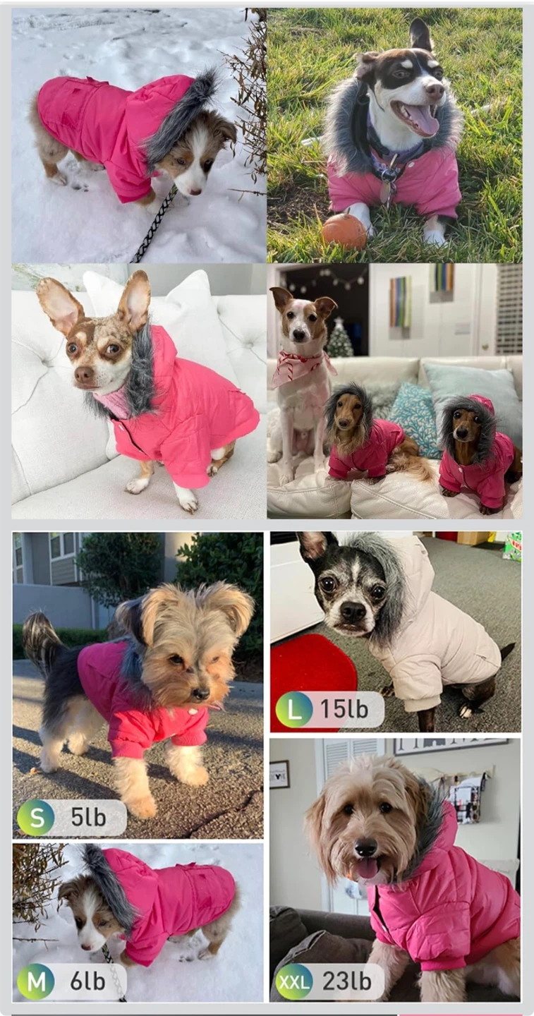 LESYPET Pink Dog Puffer Jacket with Leash Hole - Size XL - photo 5