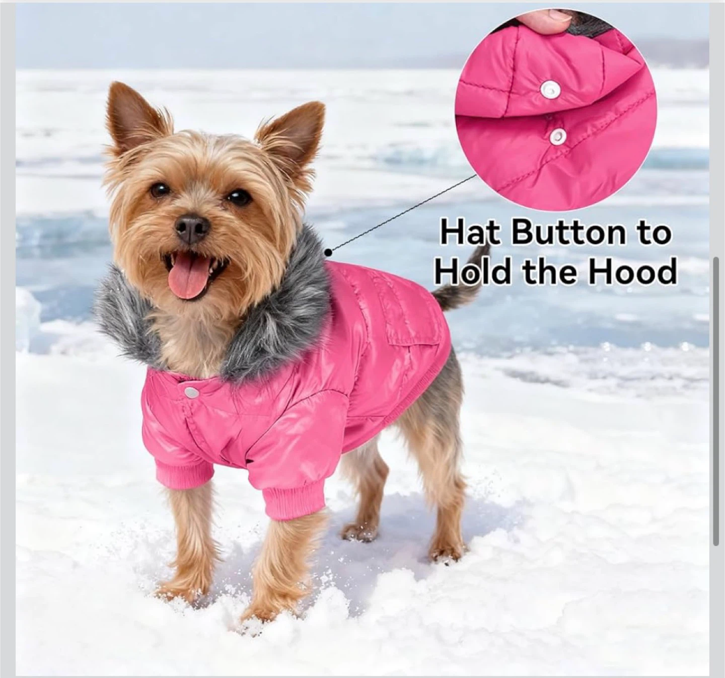 LESYPET Pink Dog Puffer Jacket with Leash Hole - Size XL - photo 2