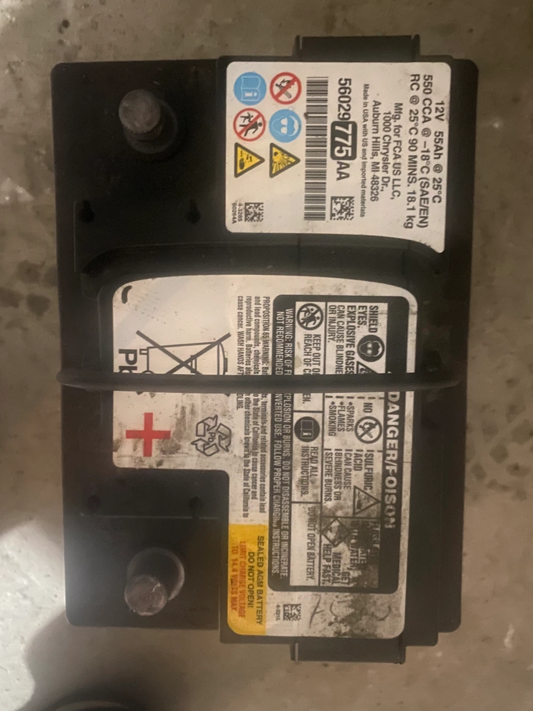 12V 55Ah Car Battery 56029775 AA - photo 2