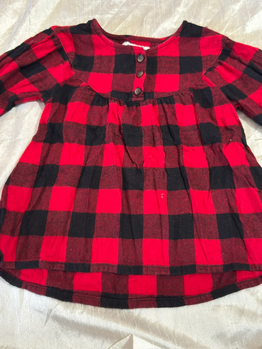 Old Navy Red & Black Buffalo Plaid Long Sleeve Dress Size 3T - photo 2