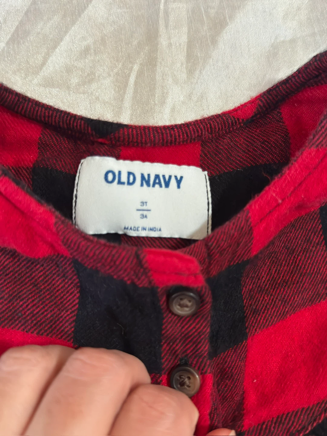 Old Navy Red & Black Buffalo Plaid Long Sleeve Dress Size 3T - photo 3