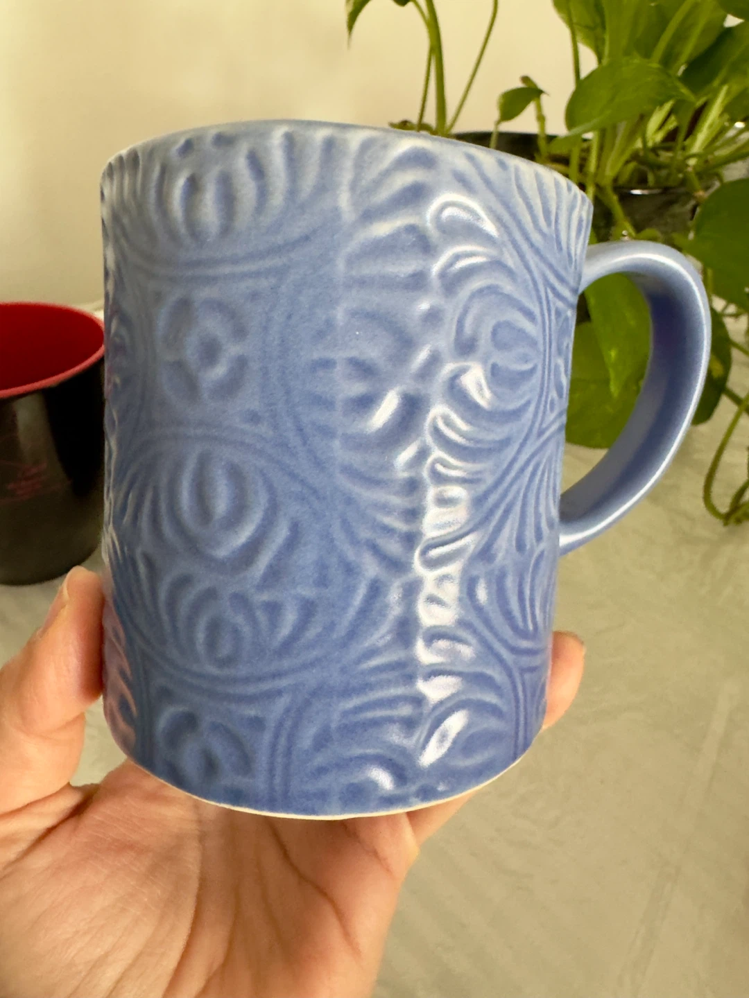 Embossed Floral Mug - Blue - photo 2