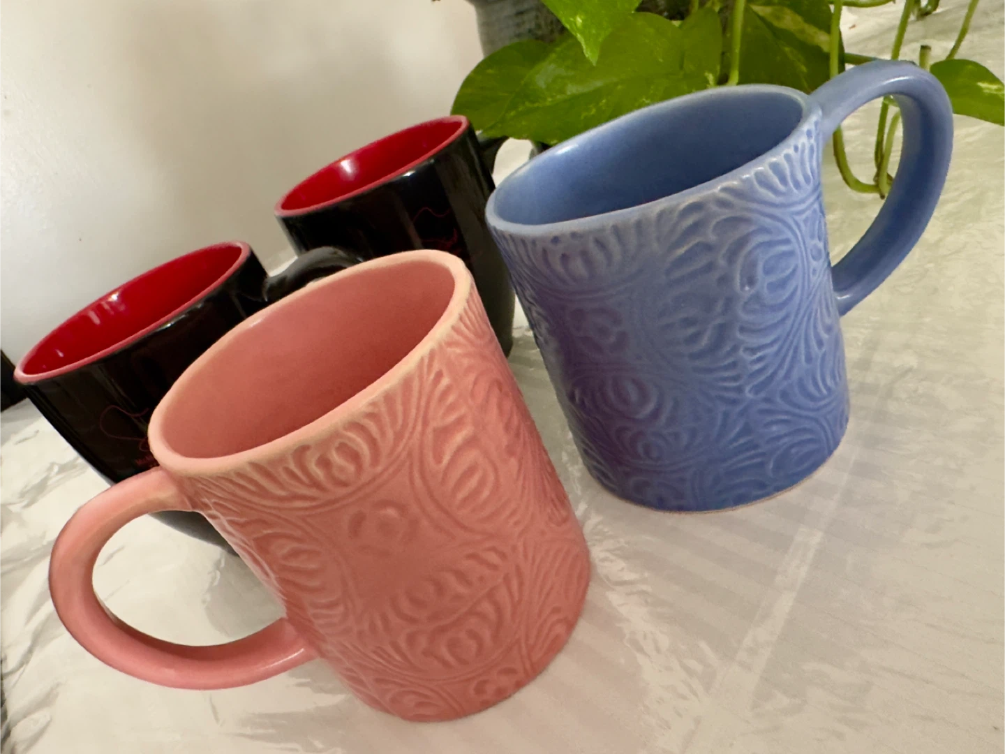 Embossed Floral Mug - Blue