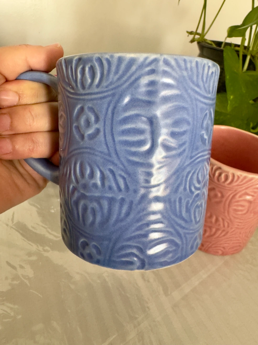 Embossed Floral Mug - Blue - photo 3