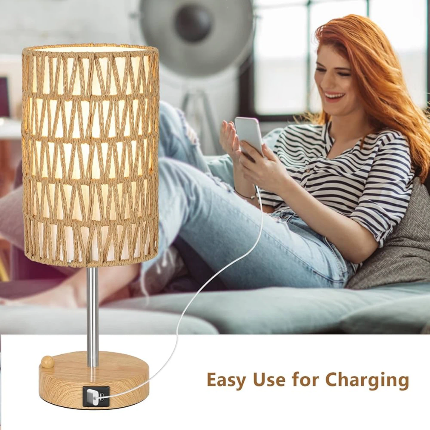 Touch Control Table Lamp with USB Charging Ports - photo 5