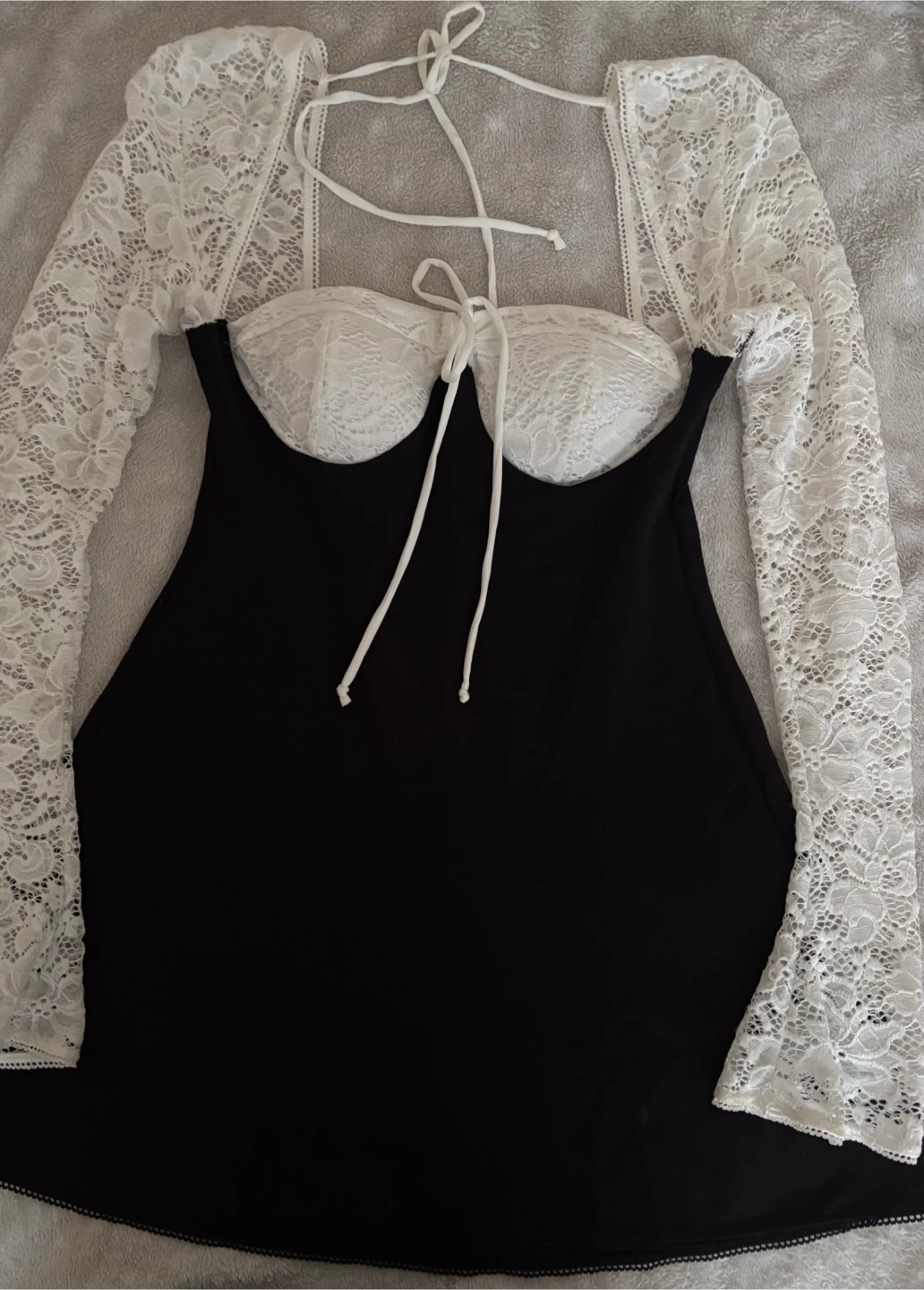 Fashion, nova Black and White Lace Dress