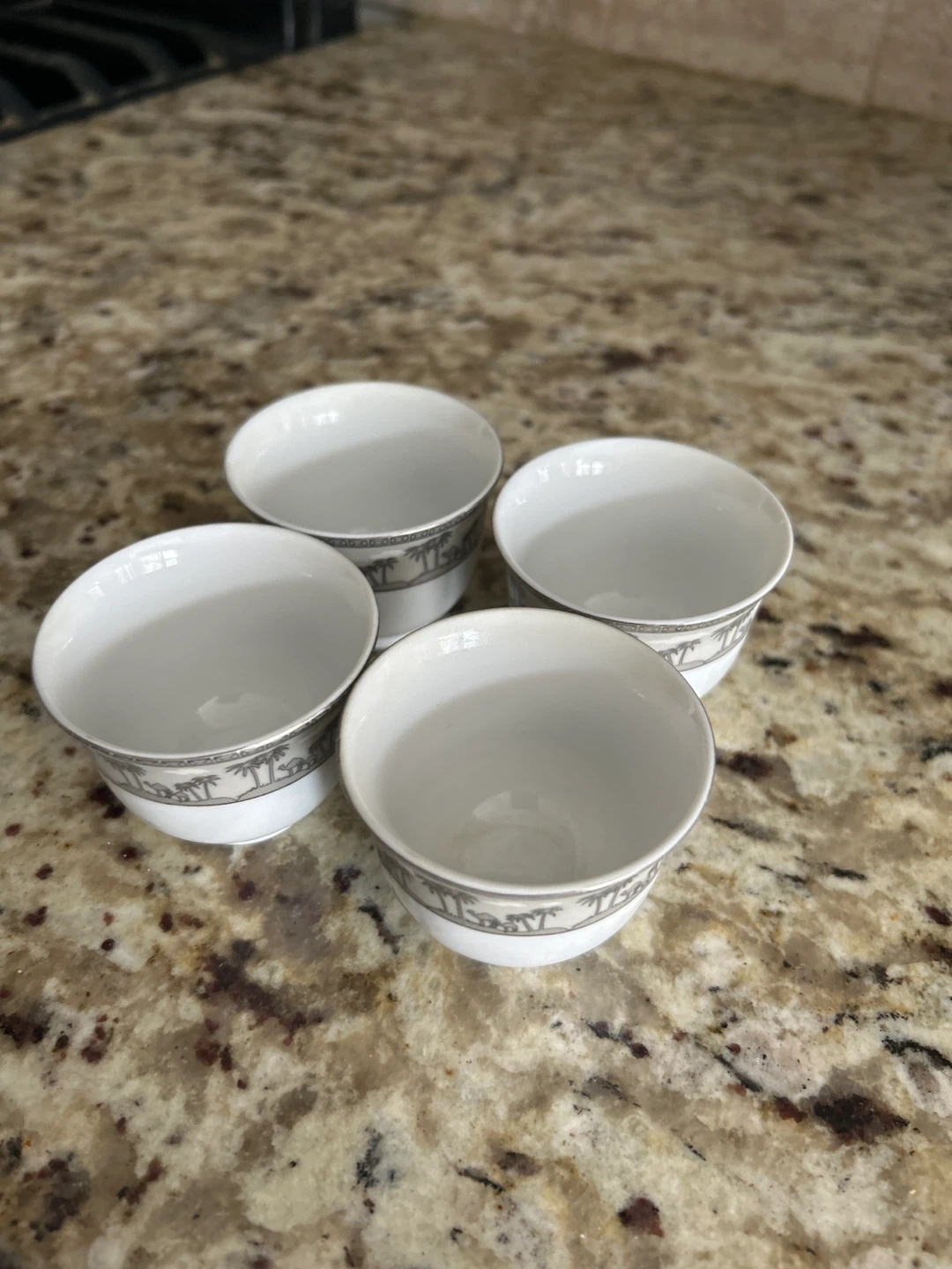 Set of 4 White Coffee Cups with Palm Tree Design - photo 2