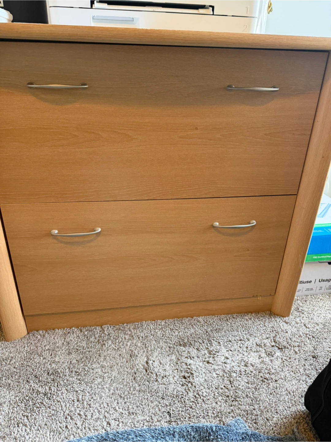 Wooden Two-Drawer Filing Cabinet