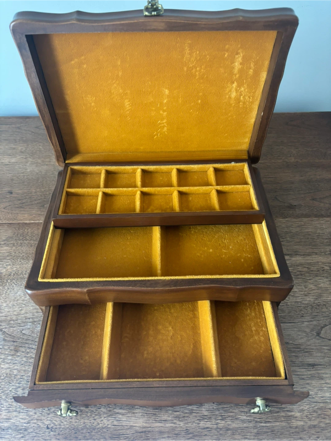 Vintage 1960s Jasco Wooden Jewelry Box with Drawer - photo 4
