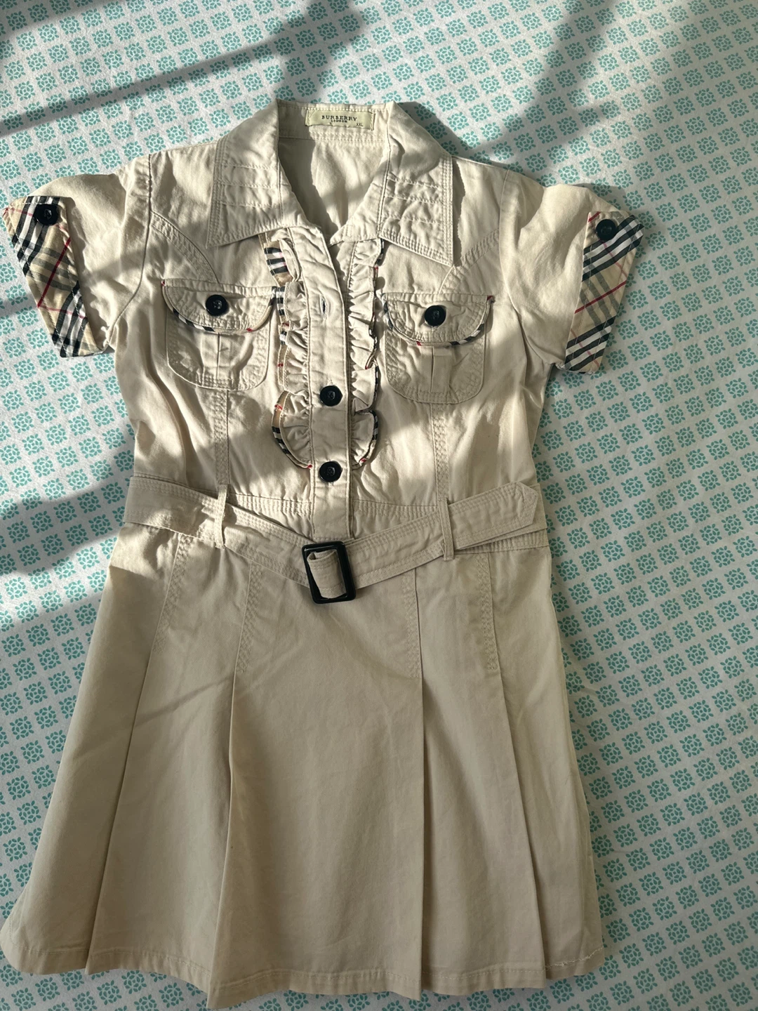 Burberry Beige Dress with Nova Check Trim