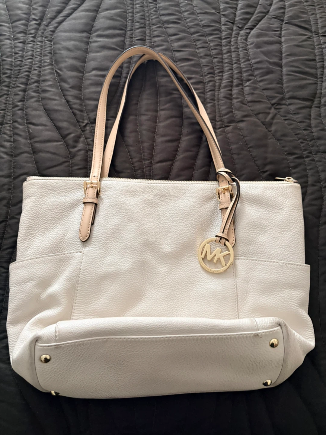 Michael Kors White Leather Tote Bag