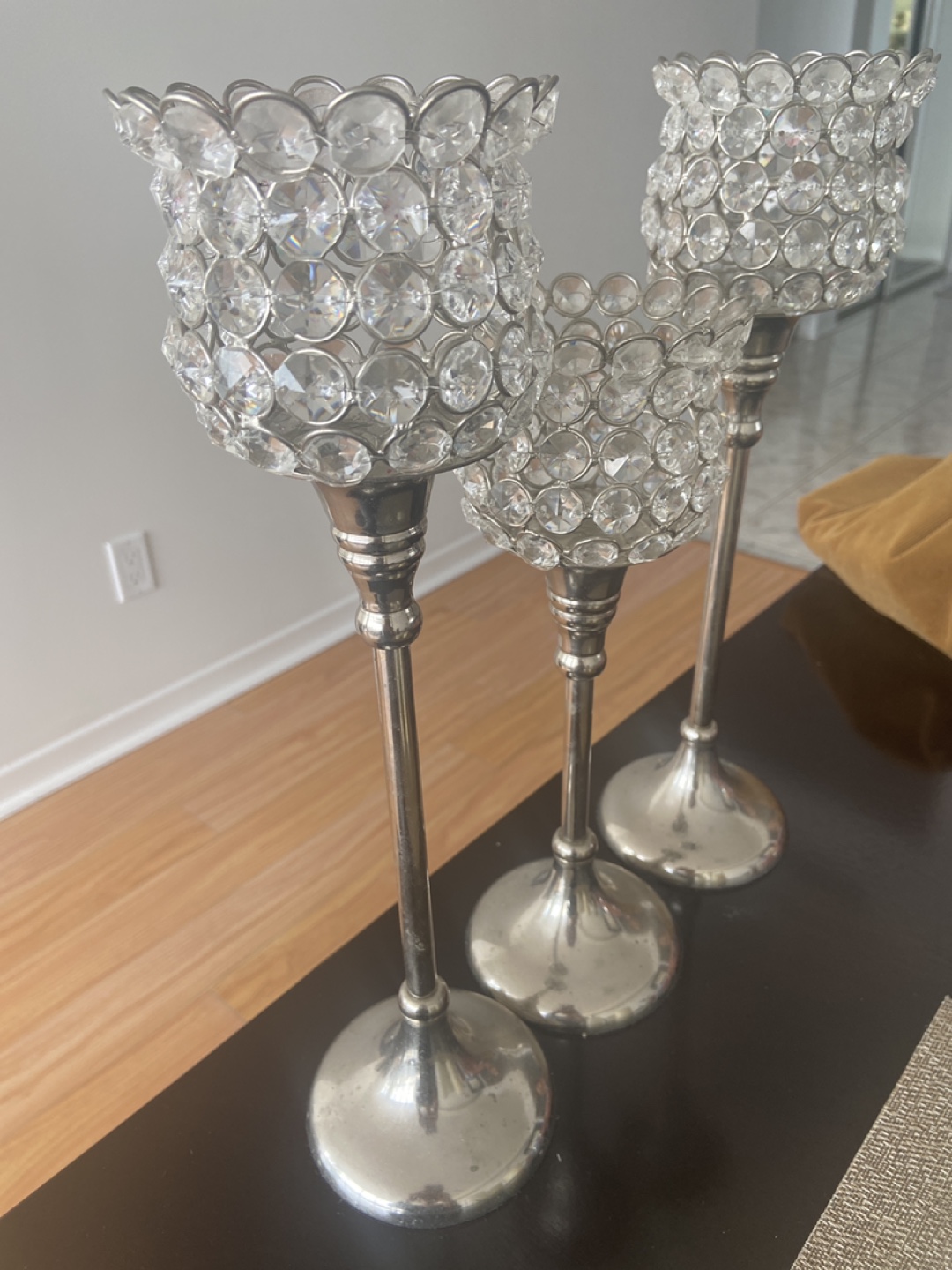 Set of 3 Crystal Beaded Candle Holders - photo 2