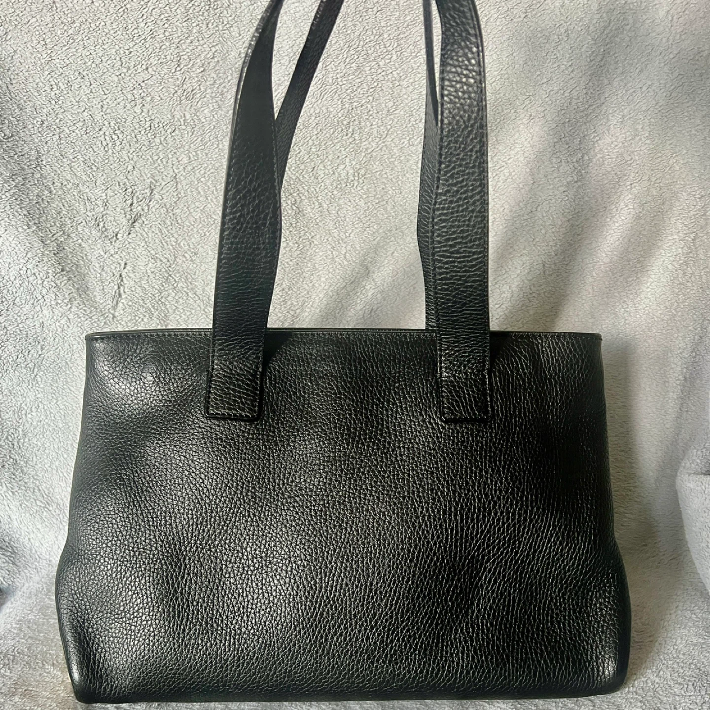 Burberry Black Leather Tote Bag with Haymarket Check Accent - photo 3