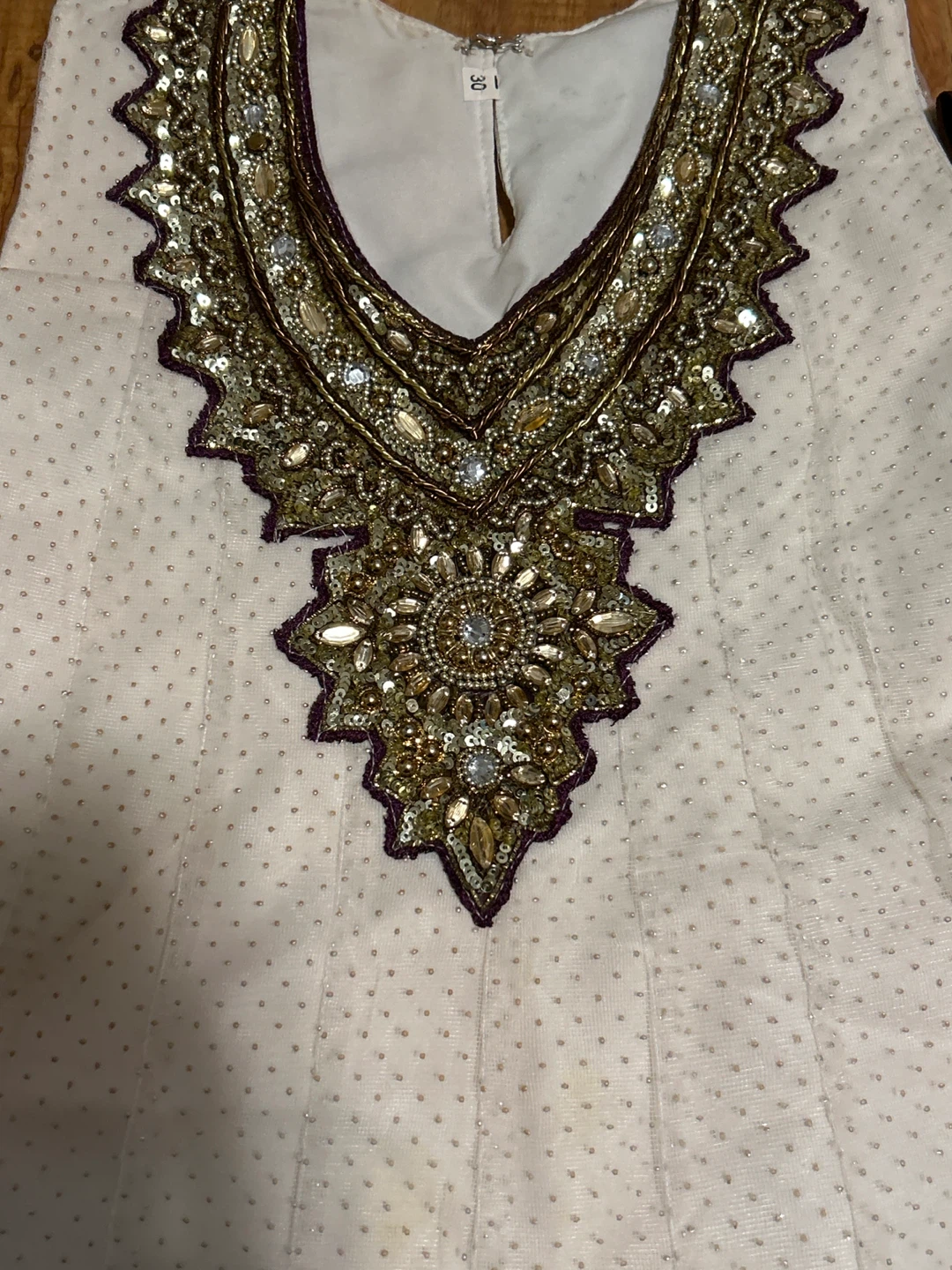 White and Brown Embellished Anarkali Suit - photo 2