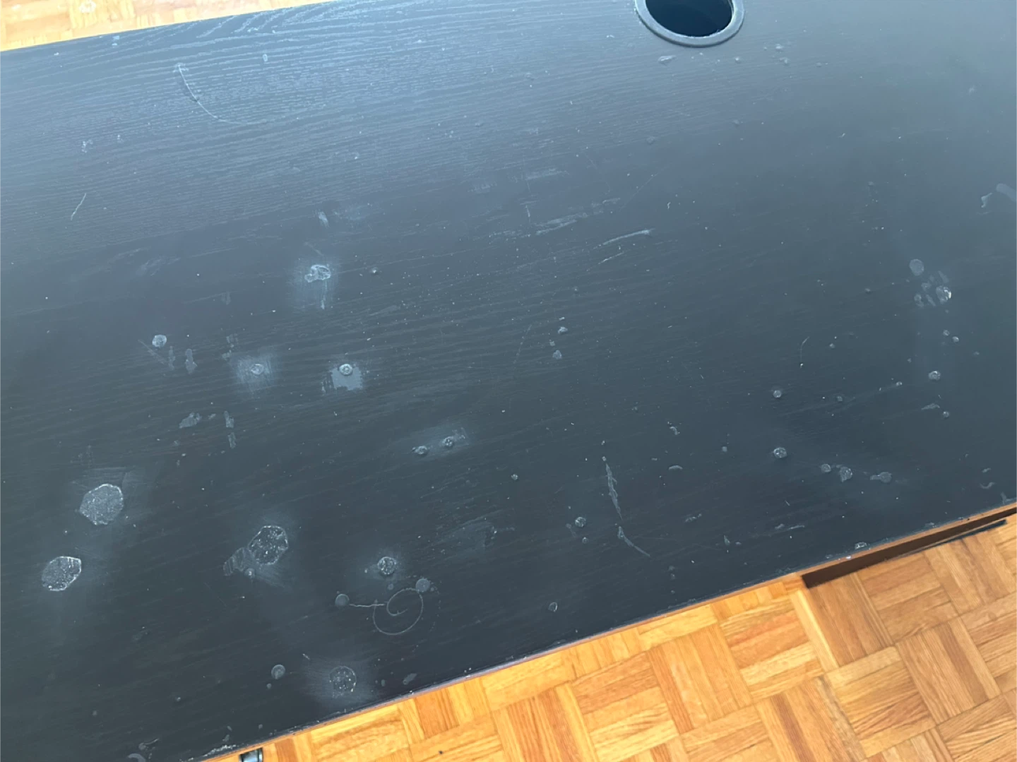 Black Modern Desk with Shelf and Grommet Hole - photo 4