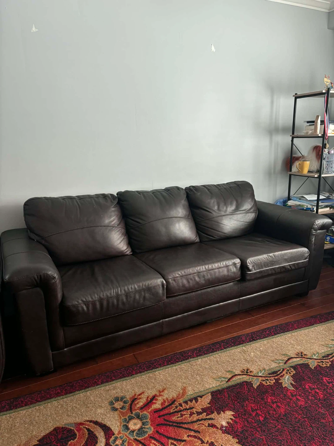 Dark Brown Leather Sofa Set - photo 3