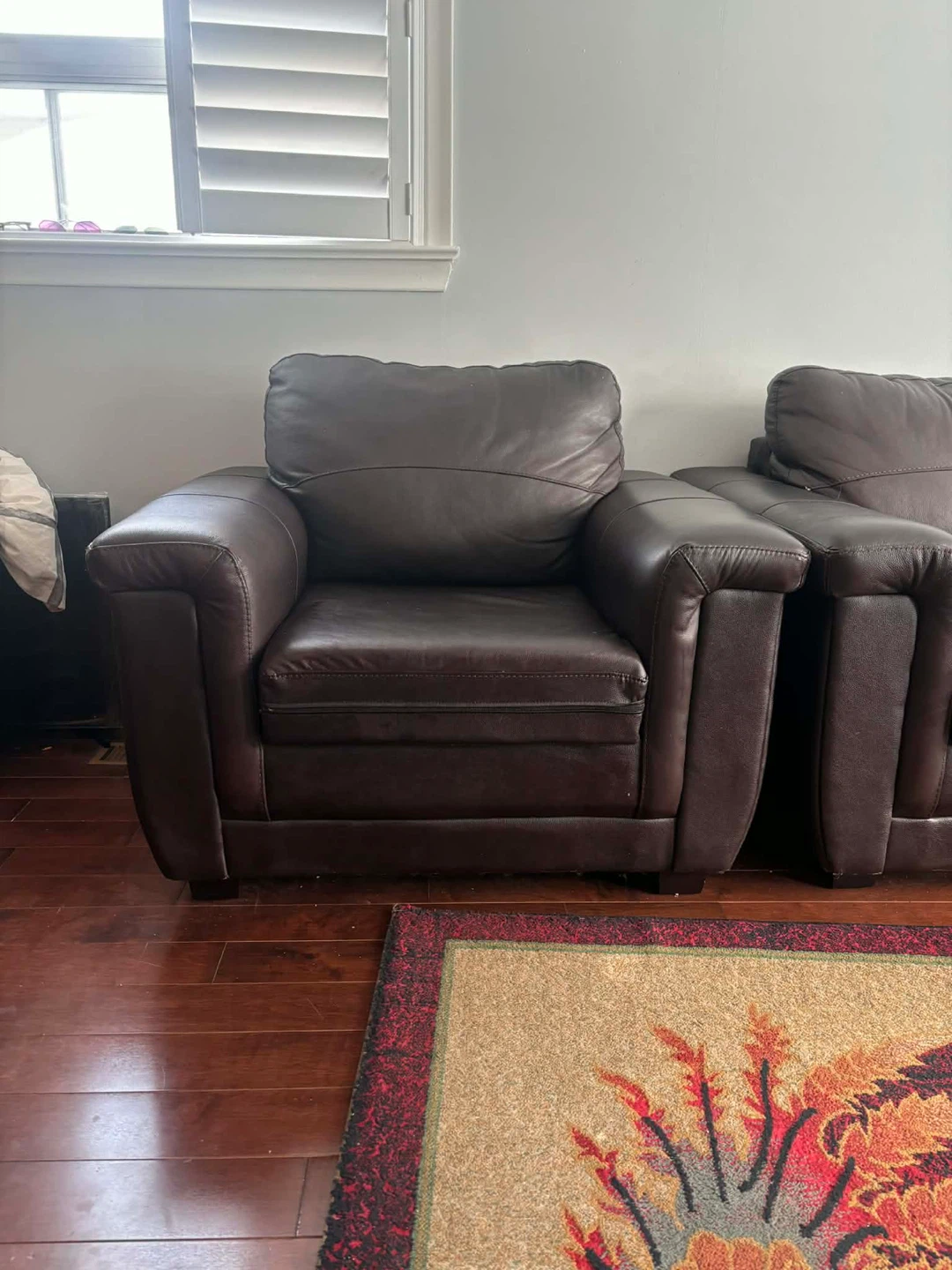 Dark Brown Leather Sofa Set - photo 2
