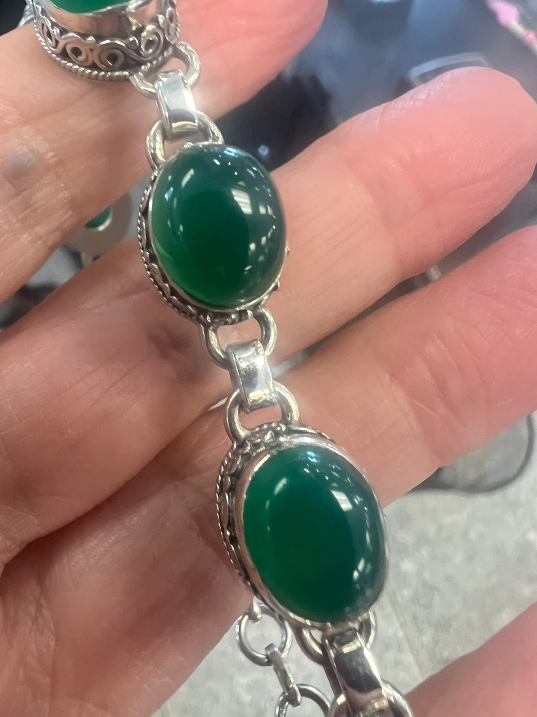 925 silver jade bracelet - photo 2