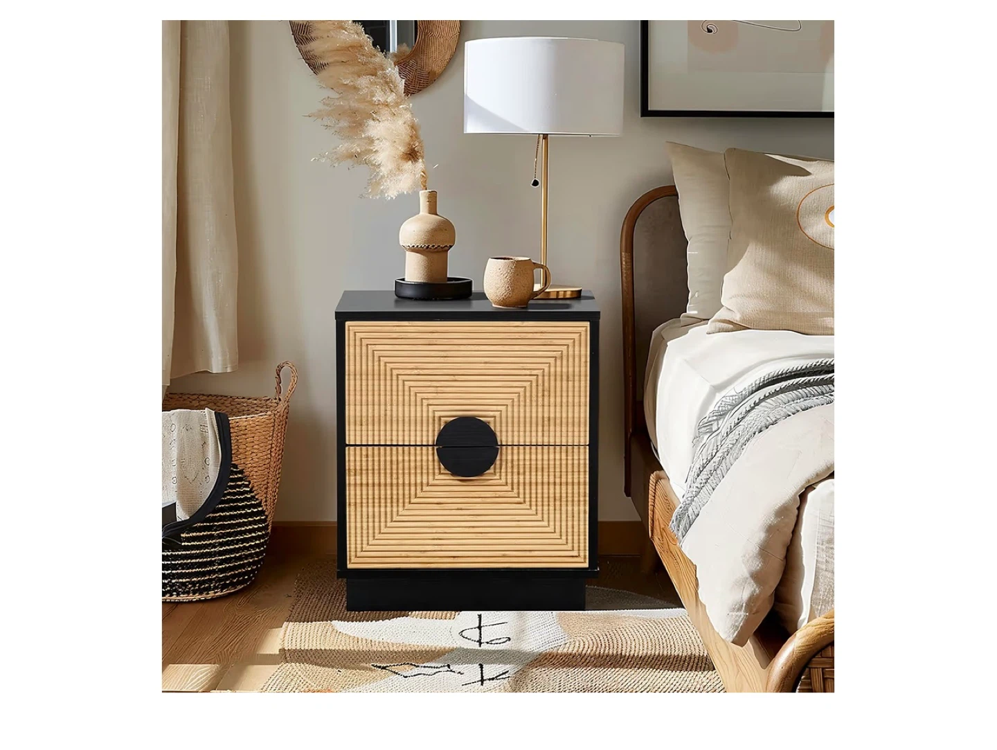 LuxeHome Night Stand - Black/Brown - photo 2