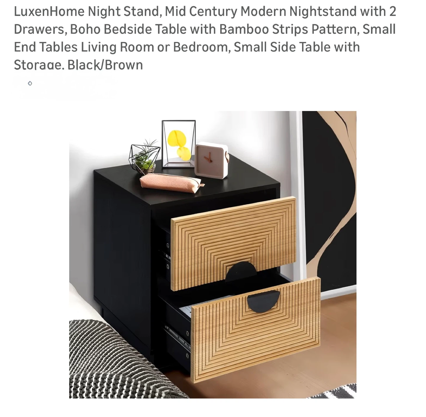 LuxeHome Night Stand - Black/Brown - photo 3