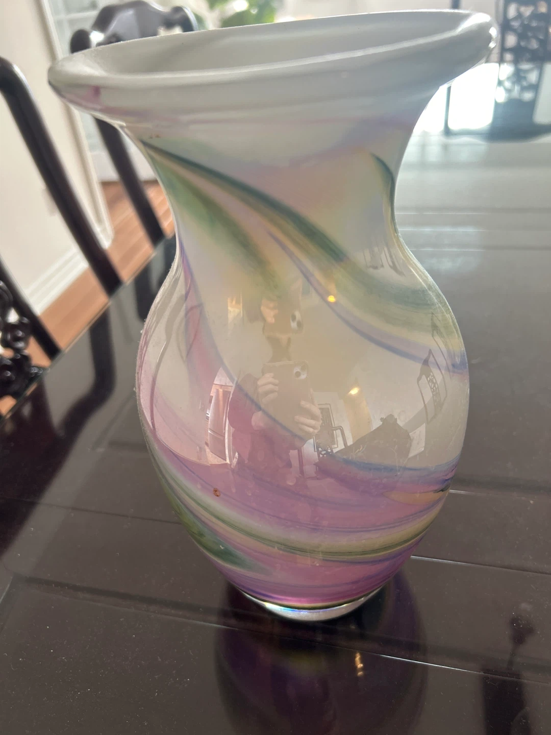 Iridescent Swirl Glass Vase