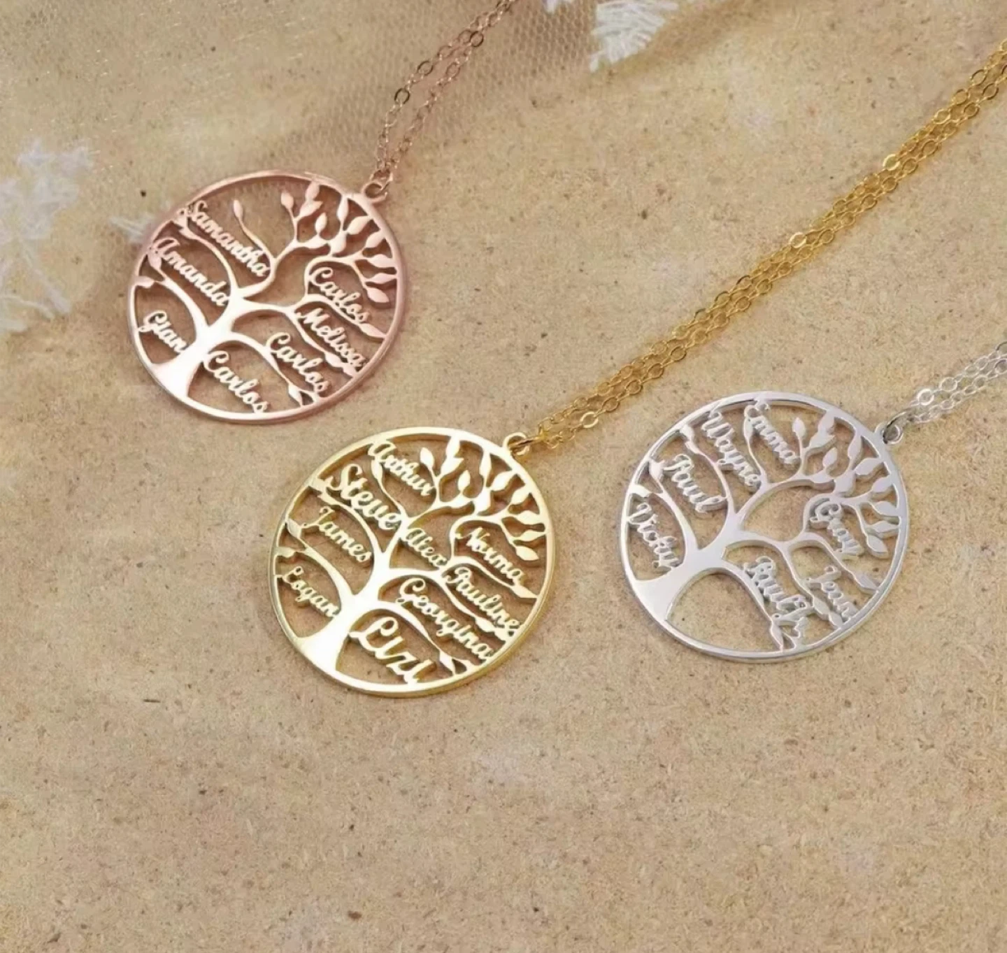 Personalized Tree of Life Necklace with Names - photo 2