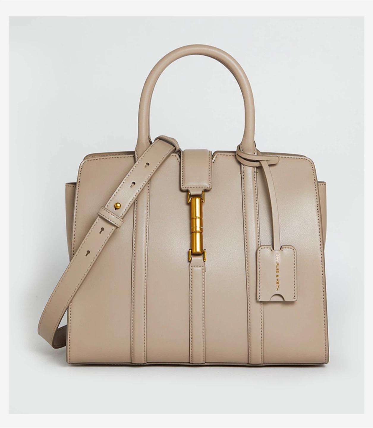 Charles & Keith Top Handle Bag with Metallic Accent